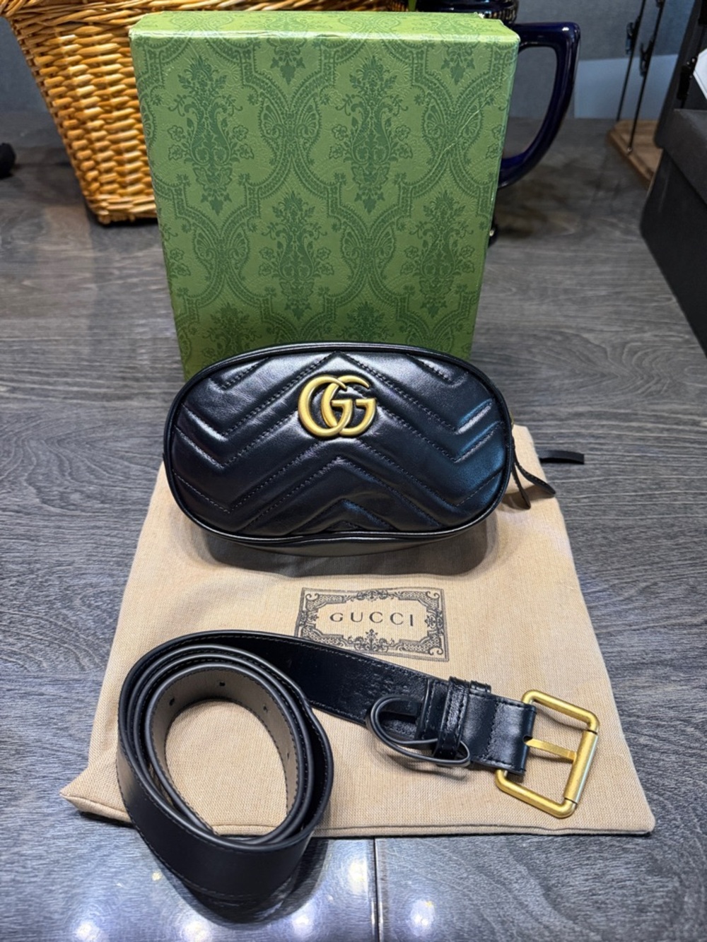 Genuine Leather Black Marmont Quilted Leather Belt Bag